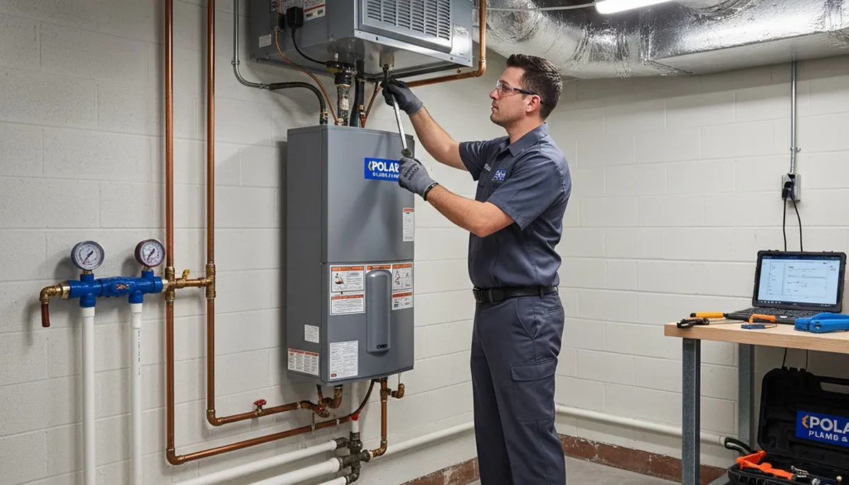 Plumber fixing residential pipe in Alexandria, VA for Five Star Cooling plumbing repair service